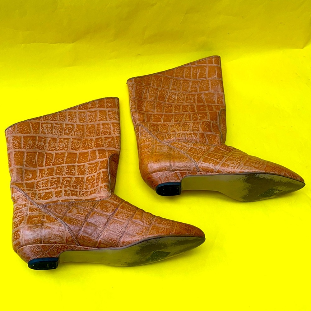 Vintage orange all leather booties - Picture 7 of 10